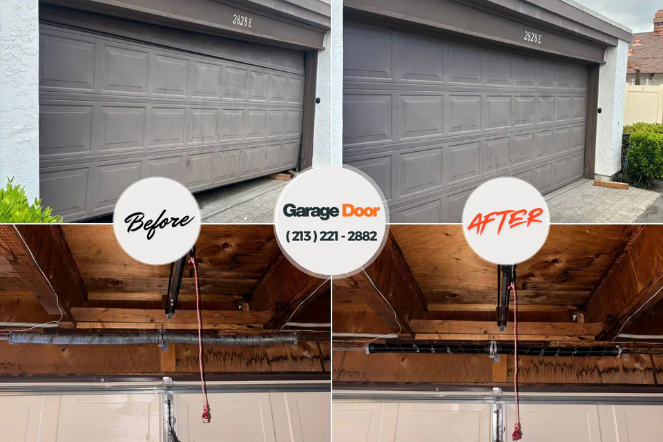 Before and after: garage door repair Chillum, MD